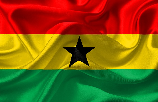 はためくガーナ国旗の画像