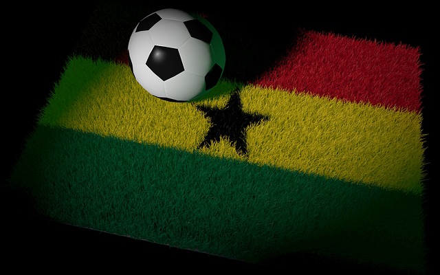 ガーナ国旗とサッカーボールの画像